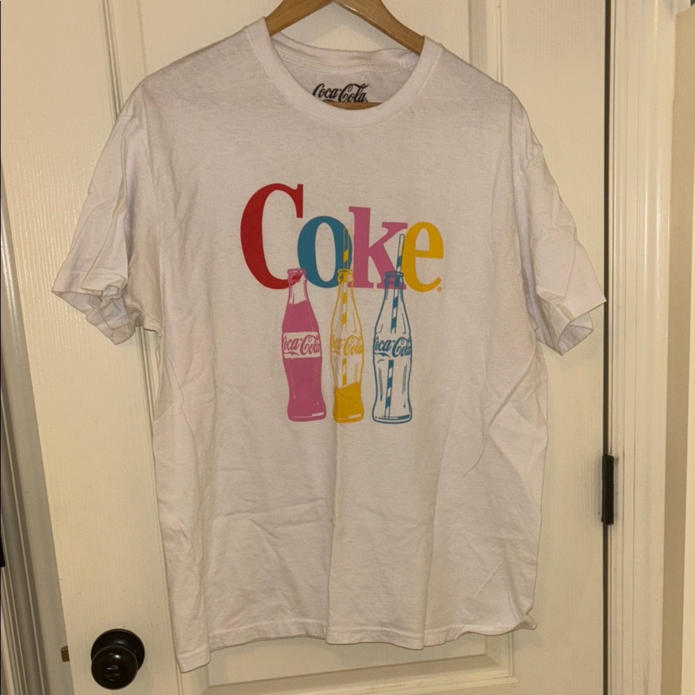 Coca-Cola White Tee with Colorful Bottle Design